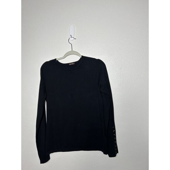 J. McLaughlin Sweaters - J McLaughlin Black Long Button Sleeve Cotton Blend Crewneck Sweater Medium